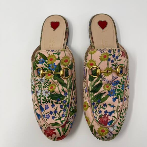 Gucci Pink Micro New Flora Horsebit Mules (Size 36.5 EU) - Picture 3 of 14